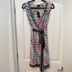 Nicole Miller Multicolor Polka Dot Midi Dress